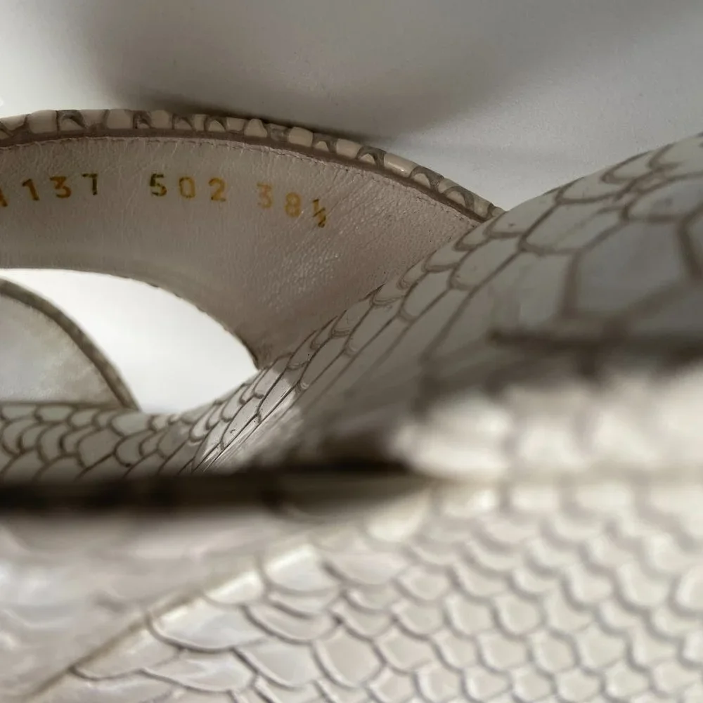 CASADEI White Snake  Wedge Platform Sz  EU 38.5